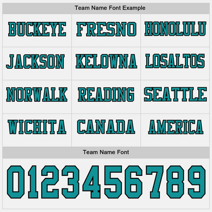 Custom White Teal-Black Long Sleeve Authentic Football Jersey