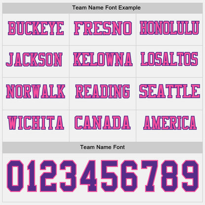 Custom White Purple-Pink Long Sleeve Authentic Football Jersey