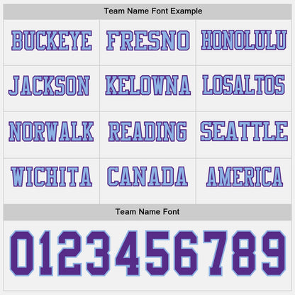 Custom White Purple-Light Blue Long Sleeve Authentic Football Jersey