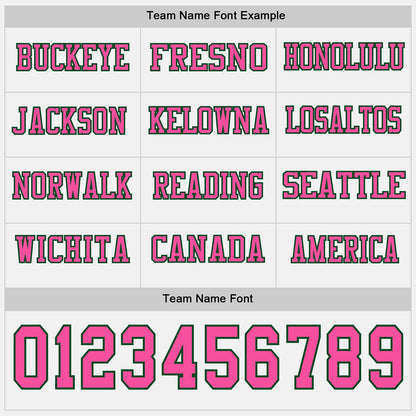 Custom White Pink-Green Long Sleeve Authentic Football Jersey