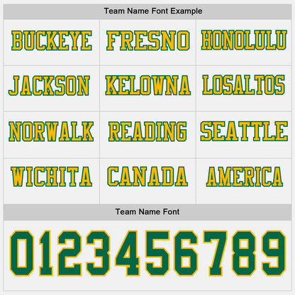 Custom White Kelly Green-Gold Long Sleeve Authentic Football Jersey
