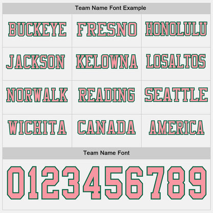Custom White Medium Pink-Kelly Green Long Sleeve Authentic Football Jersey