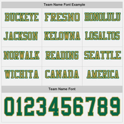 Custom White Kelly Green-Old Gold Long Sleeve Authentic Football Jersey