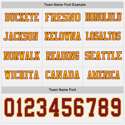 Custom White Crimson-Gold Long Sleeve Authentic Football Jersey
