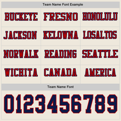 Custom Cream Navy-Red Long Sleeve Authentic Football Jersey