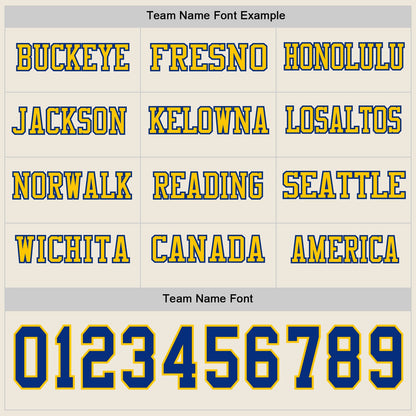 Custom Cream Royal-Yellow Long Sleeve Authentic Football Jersey