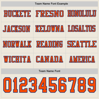 Custom Cream Orange-Royal Long Sleeve Authentic Football Jersey