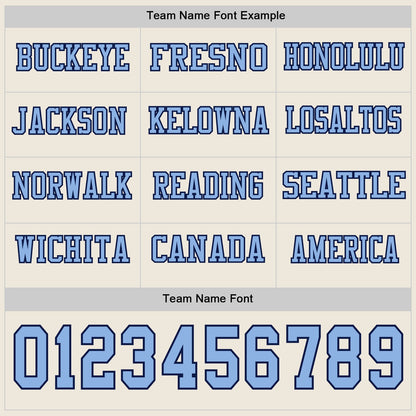Custom Cream Light Blue-Navy Long Sleeve Authentic Football Jersey
