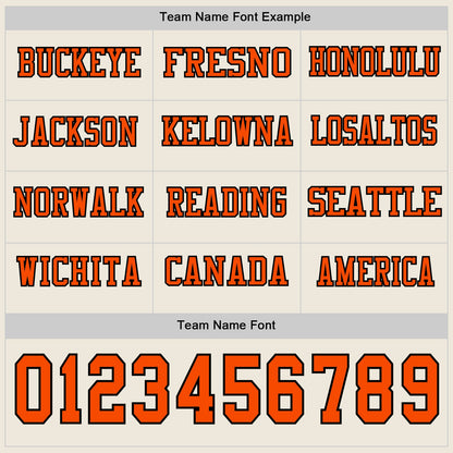 Custom Cream Orange-Black Long Sleeve Authentic Football Jersey