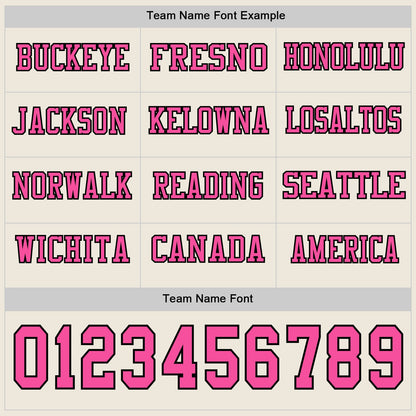Custom Cream Pink-Black Long Sleeve Authentic Football Jersey