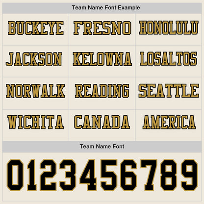 Custom Cream Black-Old Gold Long Sleeve Authentic Football Jersey