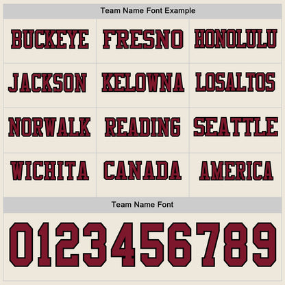 Custom Cream Crimson-Black Long Sleeve Authentic Football Jersey
