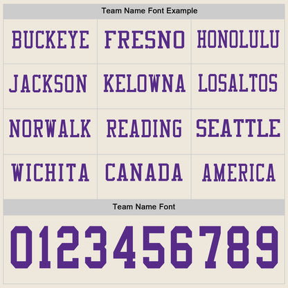 Custom Cream Purple Long Sleeve Authentic Football Jersey