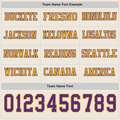 Custom Cream Purple-Gold Long Sleeve Authentic Football Jersey