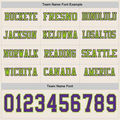 Custom Cream Purple-Neon Green Long Sleeve Authentic Football Jersey