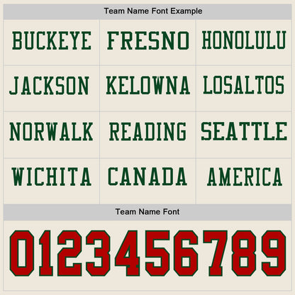 Custom Cream Red-Green Long Sleeve Authentic Football Jersey