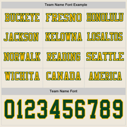 Custom Cream Green-Gold Long Sleeve Authentic Football Jersey