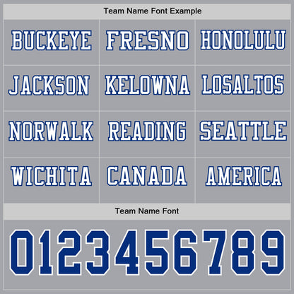 Custom Gray Royal-White Long Sleeve Authentic Football Jersey