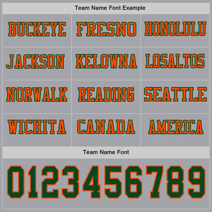 Custom Gray Green-Orange Long Sleeve Authentic Football Jersey