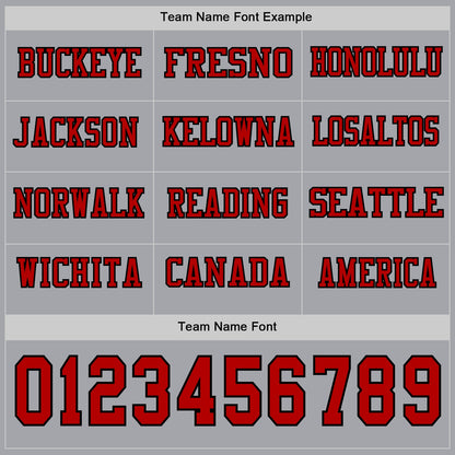Custom Gray Red-Black Long Sleeve Authentic Football Jersey