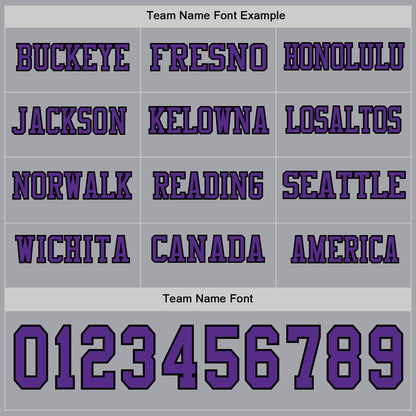 Custom Gray Purple-Black Long Sleeve Authentic Football Jersey
