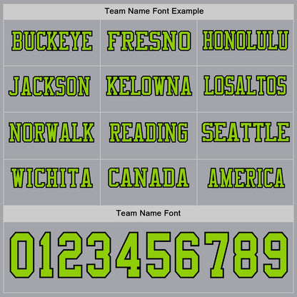 Custom Gray Neon Green-Black Long Sleeve Authentic Football Jersey