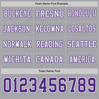 Custom Gray Purple-White Long Sleeve Authentic Football Jersey