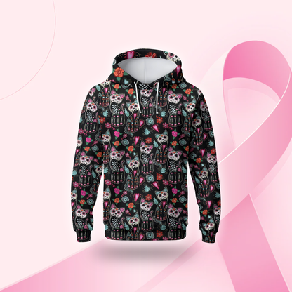 Sugar Skull Cat Hoodie – Day of the Dead Halloween Sweatshirt for Cat Lovers, Custom Choo