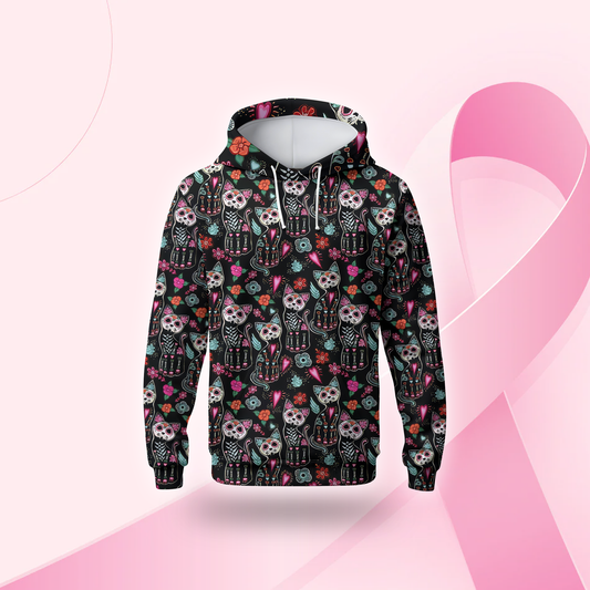 Sugar Skull Cat Hoodie – Day of the Dead Halloween Sweatshirt for Cat Lovers, Custom Choo