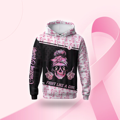 Personalized Fight Like A Skull Girl - Breast Cancer Awareness Shirt