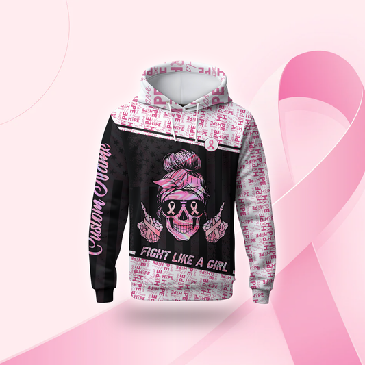Personalized Fight Like A Skull Girl - Breast Cancer Awareness Shirt
