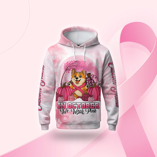 Breast Cancer Awareness Corgi Custom Name, Custom Choo