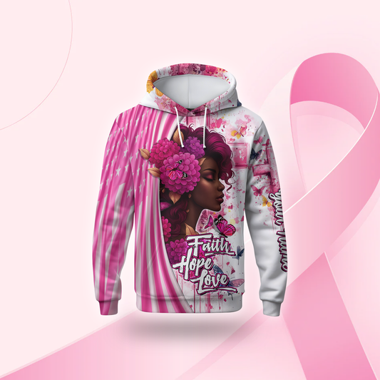 Personalized Faith Hope Love Black Queen Breast Cancer Awareness Shirt, Custom Choo