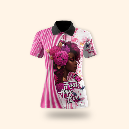 Personalized Faith Hope Love Black Queen Breast Cancer Awareness Shirt, Custom Choo