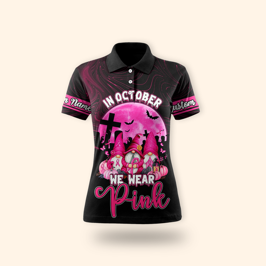 Personalized "In October We Wear Pink" Gnomes Breast Cancer Awareness Shirt, Custom Choo