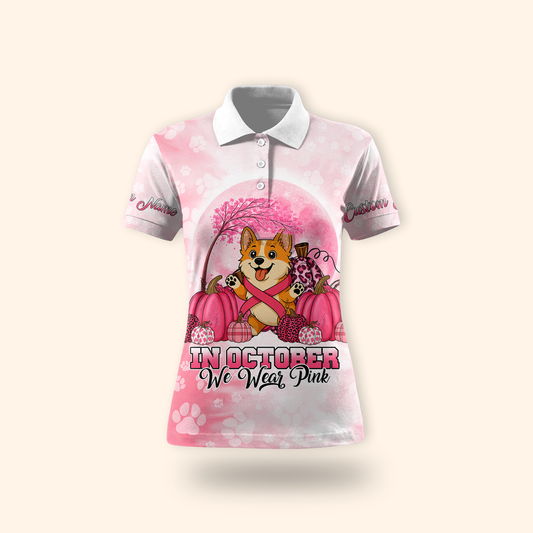 Breast Cancer Awareness Corgi Custom Name, Custom Choo