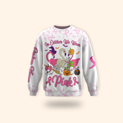 Personalized Breast Cancer Awareness Flamingo Halloween, Custom Choo