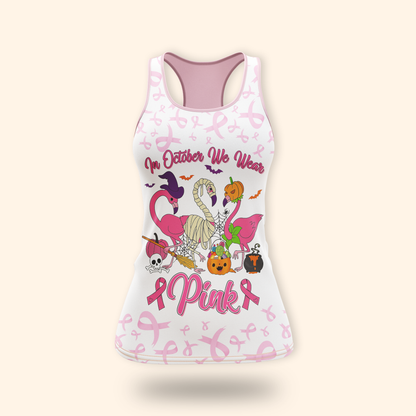 Personalized Breast Cancer Awareness Flamingo Halloween, Custom Choo