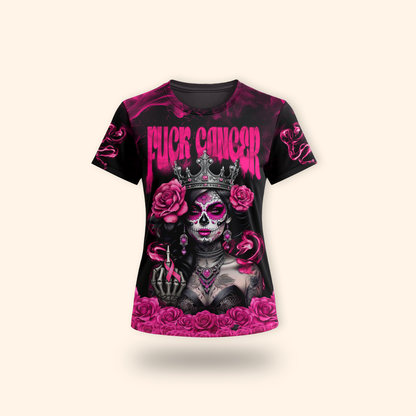 Breast Cancer Warrior Sugar Skull Shirt, Custom Choo