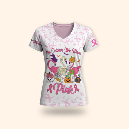 Personalized Breast Cancer Awareness Flamingo Halloween, Custom Choo