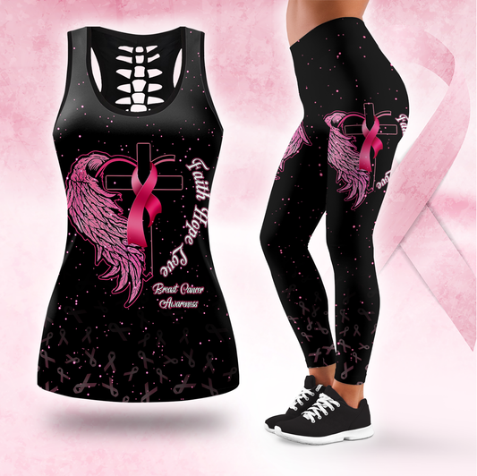Faith Hope Love For My Mom In Heven - Combo Legging Tanktop Breast Cancer Awareness