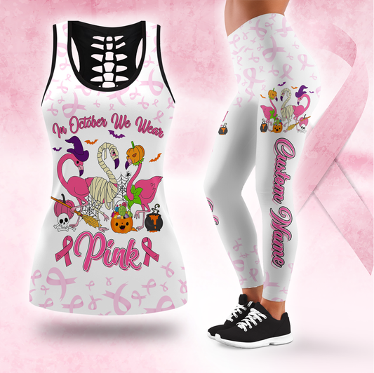 Spooky Flamingo Breast Cancer Awareness Outfit, Custom Choo