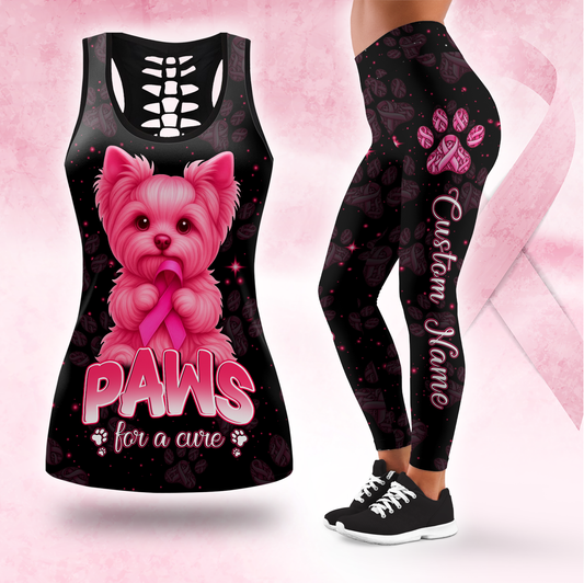 Personalized Paws For A Cure  - Combo Legging Tanktop Breast Cancer Awareness