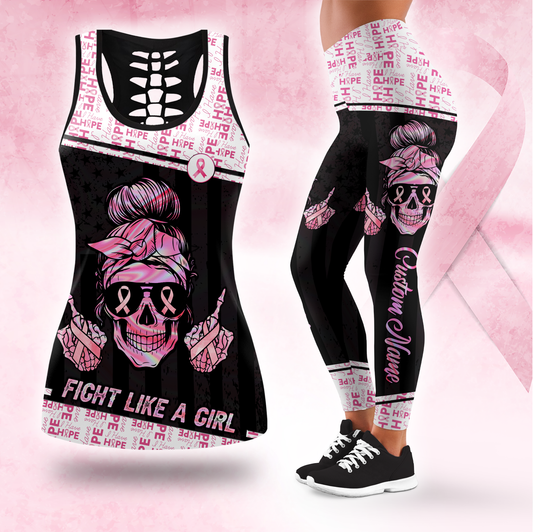 Personalized Fight Like A Skull Girl- Combo Legging Tanktop Breast Cancer Awareness