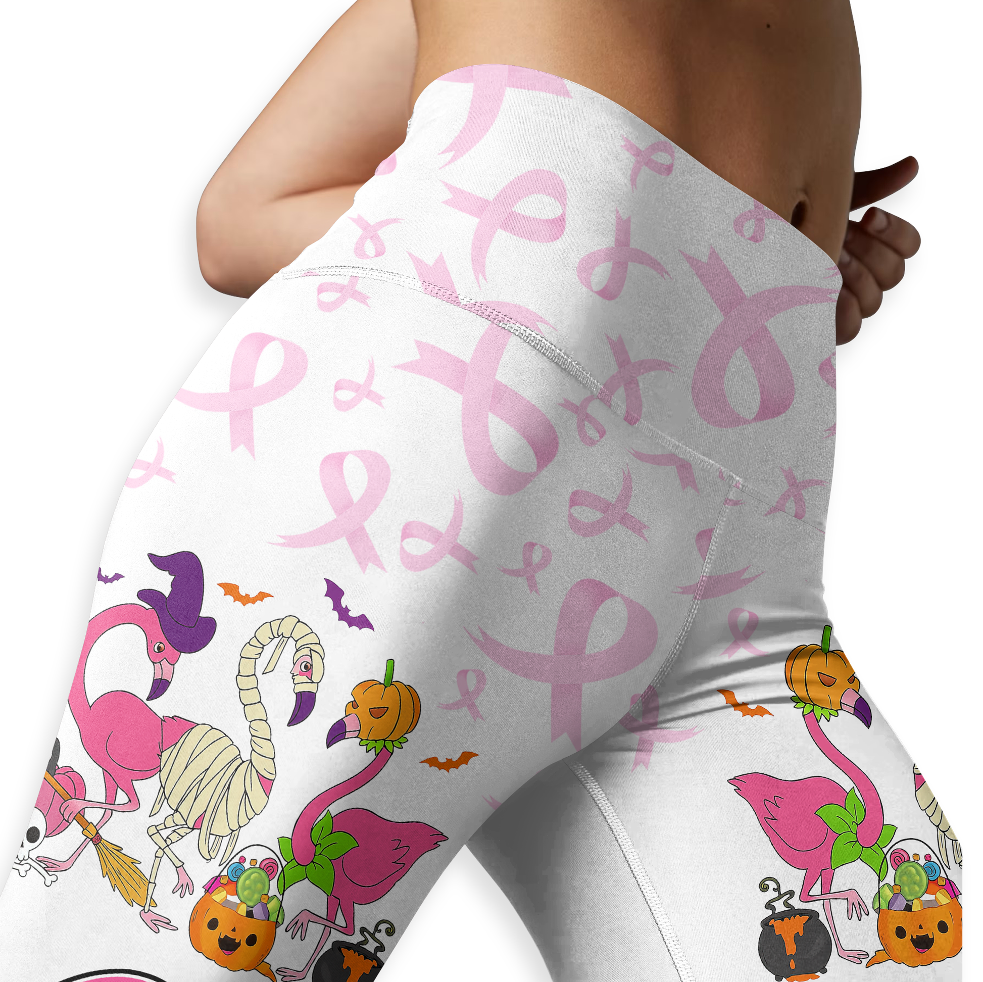 Spooky Flamingo Breast Cancer Awareness Outfit, Custom Choo