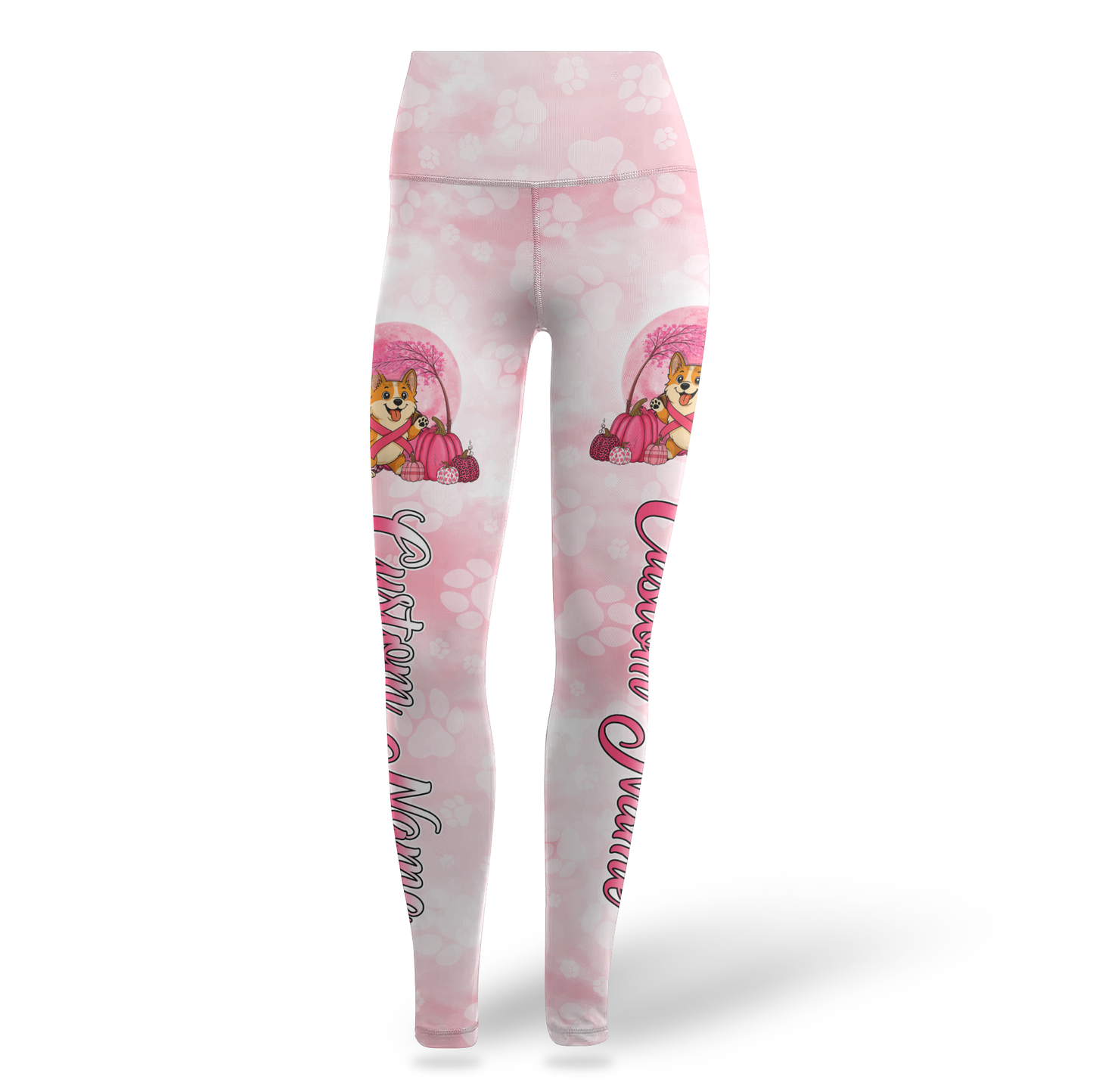 Breast Cancer Awareness Corgi Custom Name Tank Top & Leggings, Custom Choo