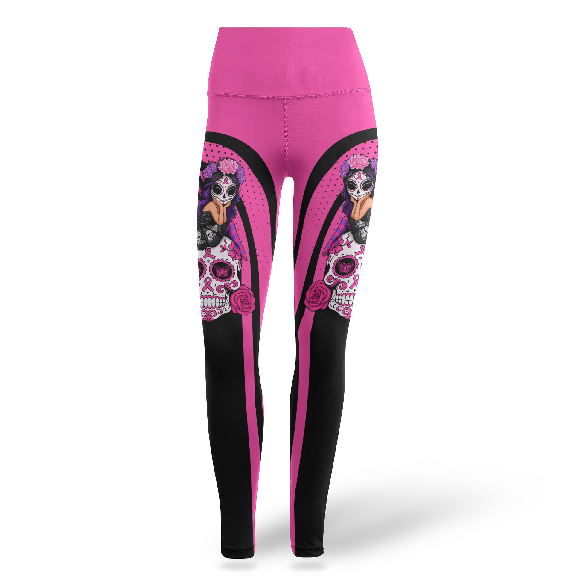Breast Cancer Awareness Gothic Fairy on Sugar Skull "Fight Like A Girl"  Combo Legging + Tanktop, Custom Choo