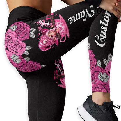 Personalized "Fight Like A Girl" Breast Cancer Awareness Hollow Tank Top and Leggings Set, Custom Choo