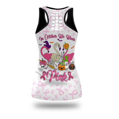 Spooky Flamingo Breast Cancer Awareness Outfit, Custom Choo