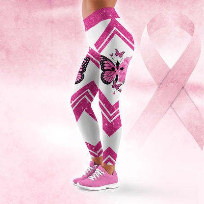 Faith Hope Love Cross-Marked Butterfly -  Combo Legging Tanktop Breast Cancer Awareness